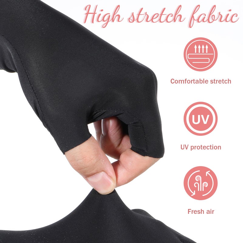 Bruislard UV Gloves for Gel Nail Lamp, 6 Pcs (3 Pair) Anti UV Gloves for Gel Nail Lamp, Protection Glove for Manicures, Professional Fingerless Nails Tech Glove for Home Salon Use Nails DIY Accessories(3 Color) - Image 3